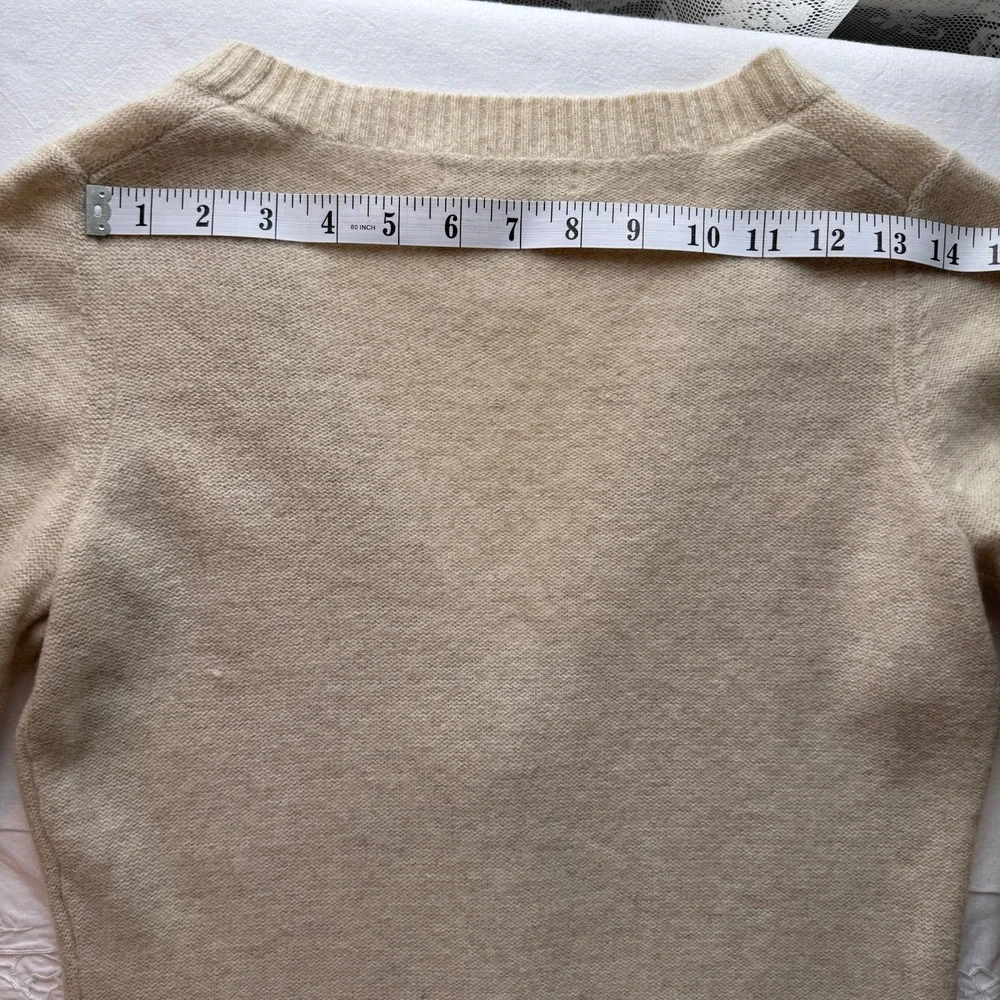 Banana Republic Angora Wool Cardigan Belted V Neck Soft Knit S Ivory Classic Fit - Picture 15 of 16